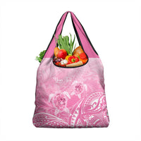 Personalised Polynesia Breast Cancer Awareness Grocery Bag No One Fights Alone Turtle Ribbon - Pink Version