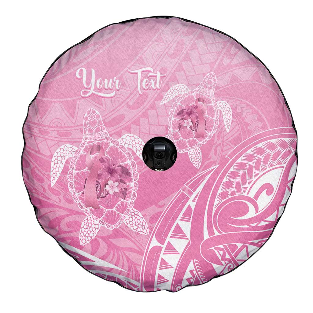 Personalised Polynesia Breast Cancer Awareness Spare Tire Cover No One Fights Alone Turtle Ribbon - Pink Version