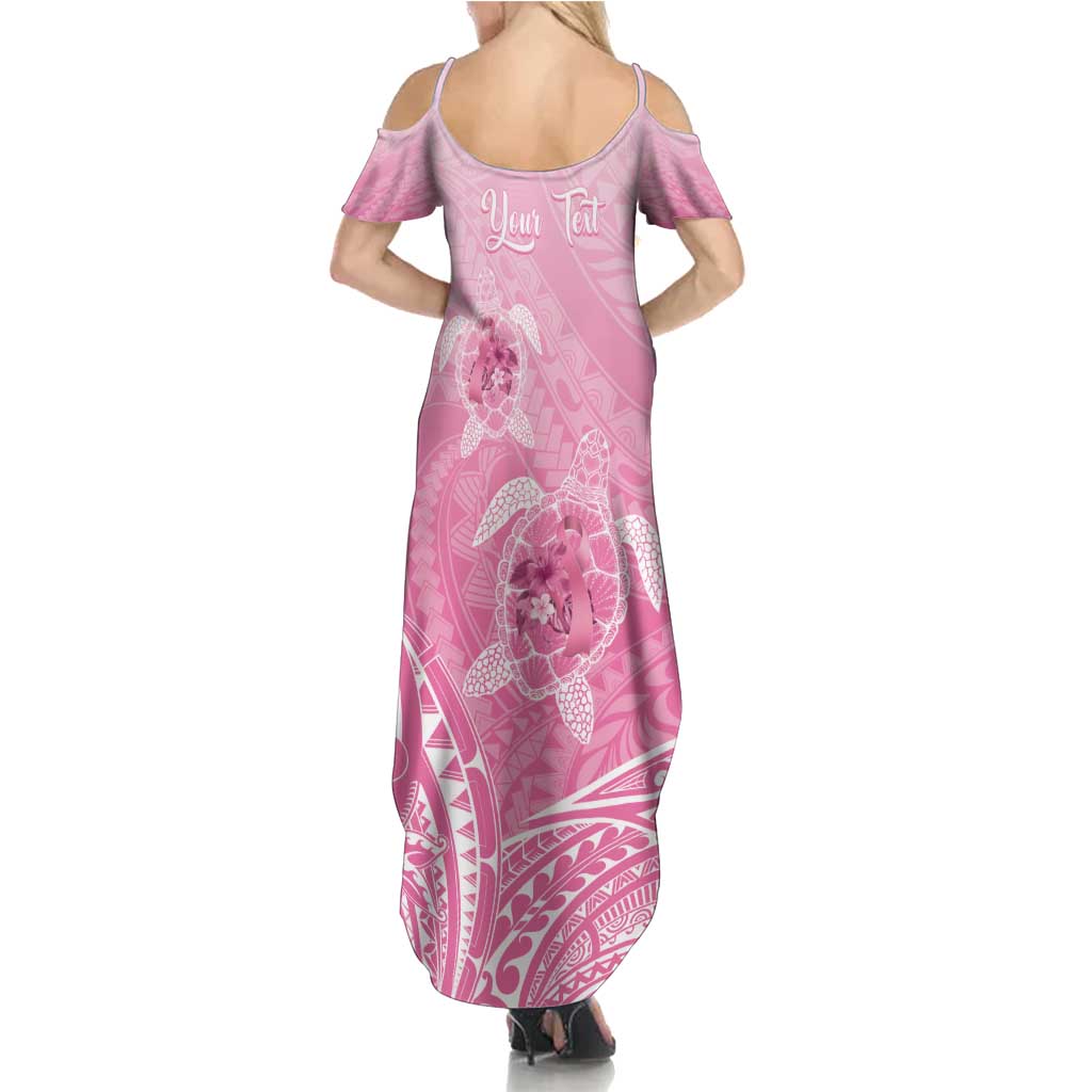 Personalised Polynesia Breast Cancer Awareness Summer Maxi Dress No One Fights Alone Turtle Ribbon - Pink Version