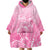Personalised Polynesia Breast Cancer Awareness Wearable Blanket Hoodie No One Fights Alone Turtle Ribbon - Pink Version