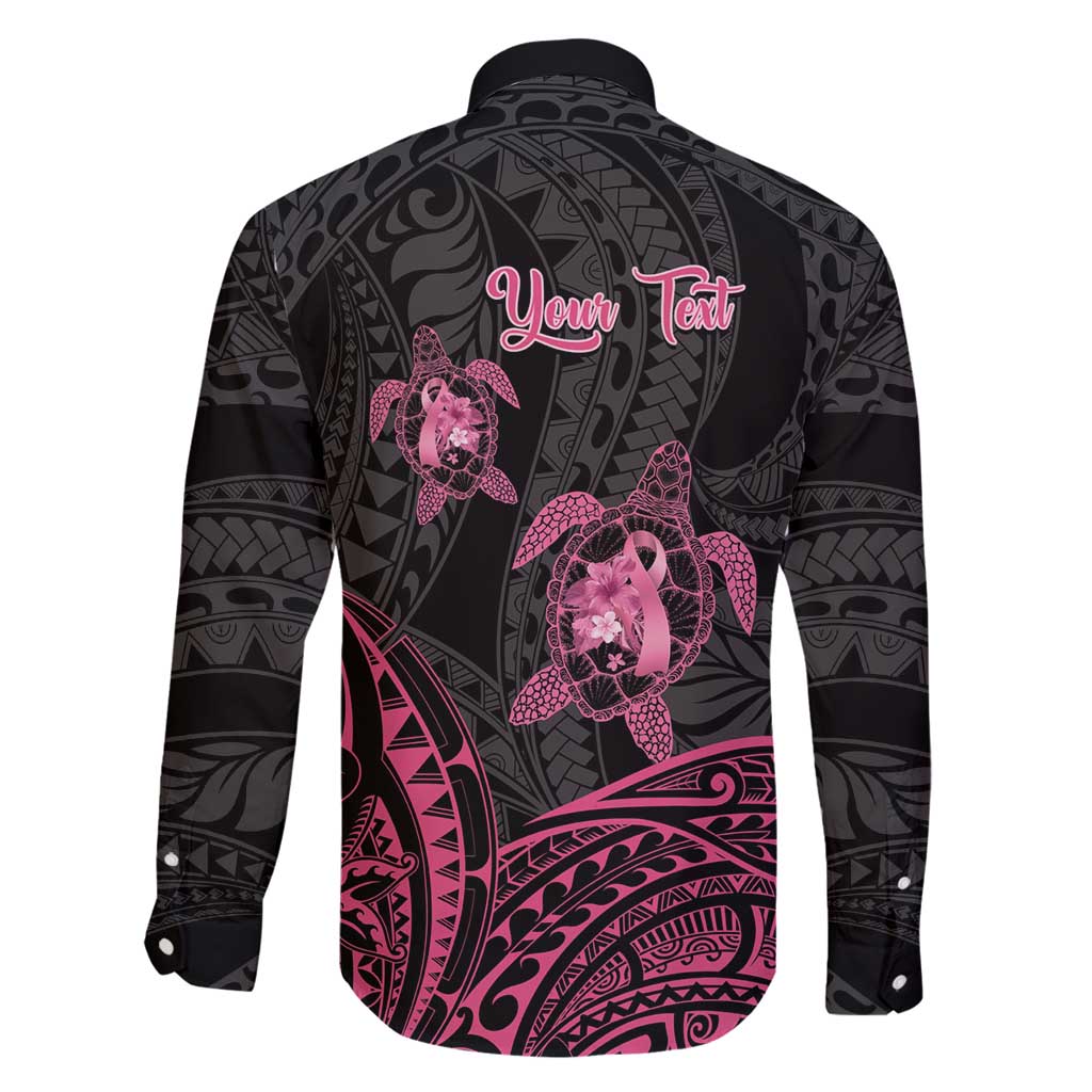Personalised Polynesia Breast Cancer Awareness Family Matching Mermaid Dress and Hawaiian Shirt No One Fights Alone Turtle Ribbon - Black Version LT14 - Polynesian Pride
