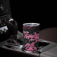 Personalised Polynesia Breast Cancer Awareness Tumbler Cup No One Fights Alone Turtle Ribbon - Black Version