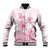 Personalised Polynesia Breast Cancer Awareness Baseball Jacket No One Fights Alone Turtle Ribbon - White Version