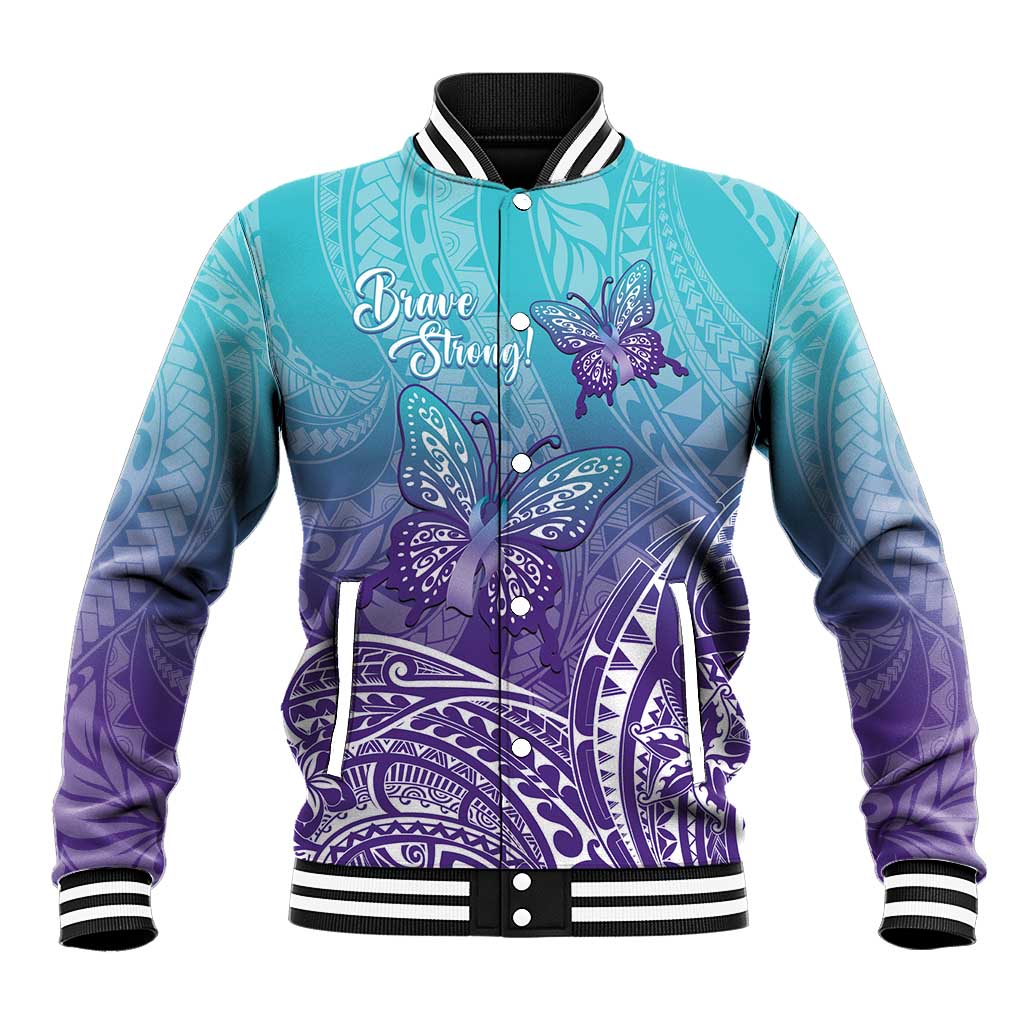 Polynesia Suicide Prevention Month Baseball Jacket Butterfly Purple And Teal Ribbon Tomorrow Needs You LT14 Unisex Teal - Polynesian Pride