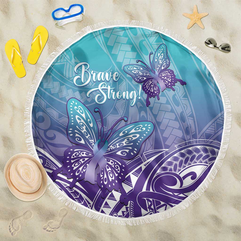 Polynesia Suicide Prevention Month Beach Blanket Butterfly Purple And Teal Ribbon Tomorrow Needs You LT14 One Size 150cm Teal - Polynesian Pride