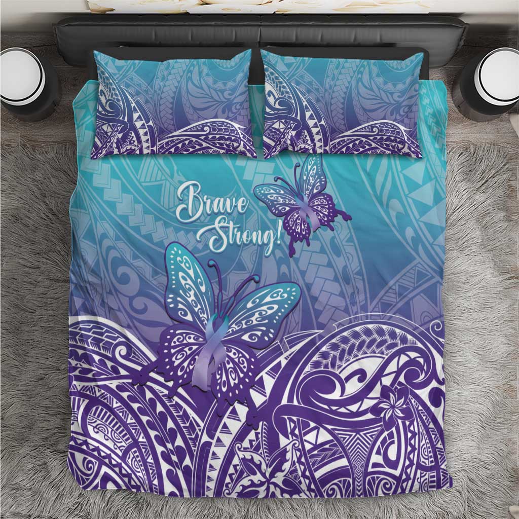 Polynesia Suicide Prevention Month Bedding Set Butterfly Purple And Teal Ribbon Tomorrow Needs You LT14 Teal - Polynesian Pride