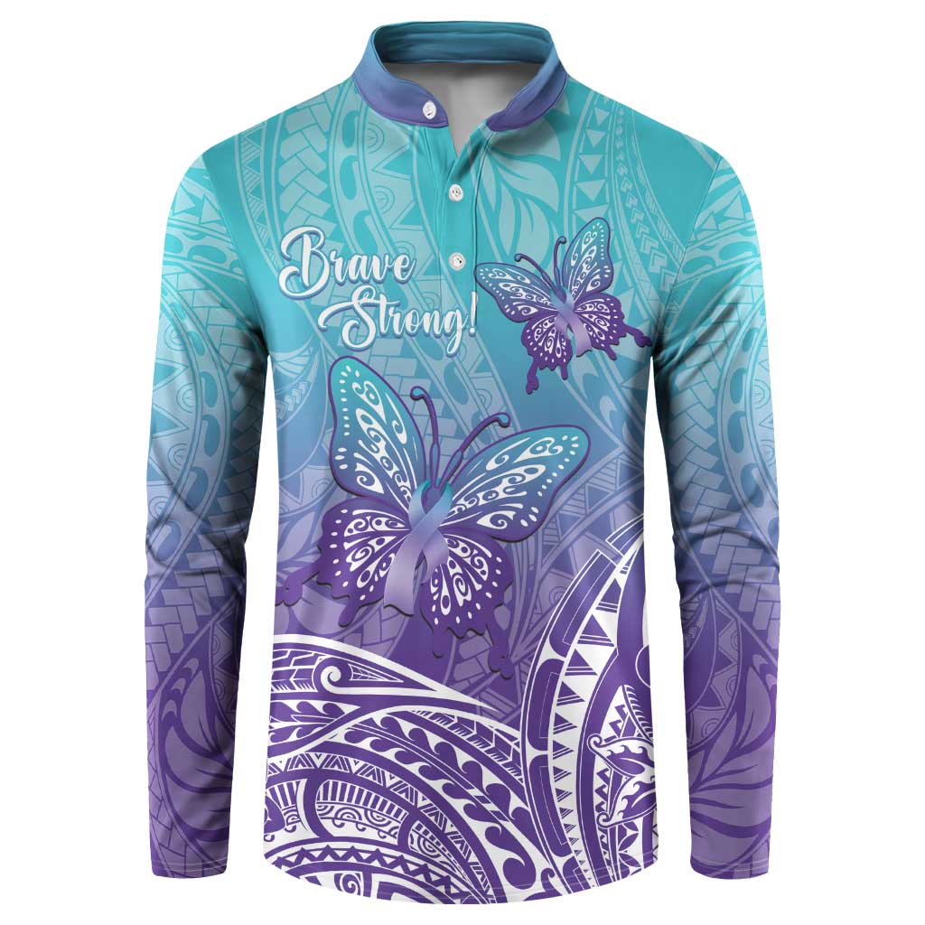 Polynesia Suicide Prevention Month Button Sweatshirt Butterfly Purple And Teal Ribbon Tomorrow Needs You LT14 Teal - Polynesian Pride