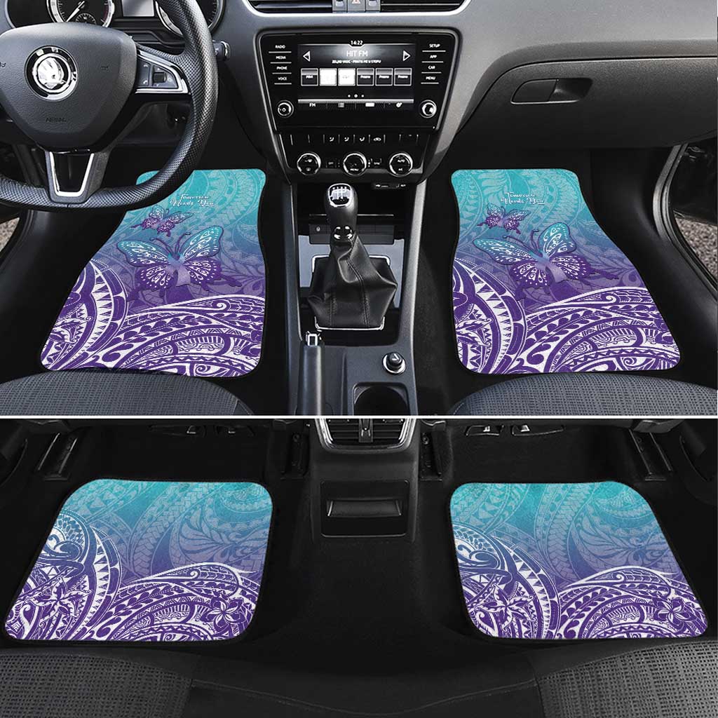 Polynesia Suicide Prevention Month Car Mats Butterfly Purple And Teal Ribbon Tomorrow Needs You LT14 Set 4pcs Teal - Polynesian Pride