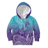Polynesia Suicide Prevention Month Kid Hoodie Butterfly Purple And Teal Ribbon Tomorrow Needs You