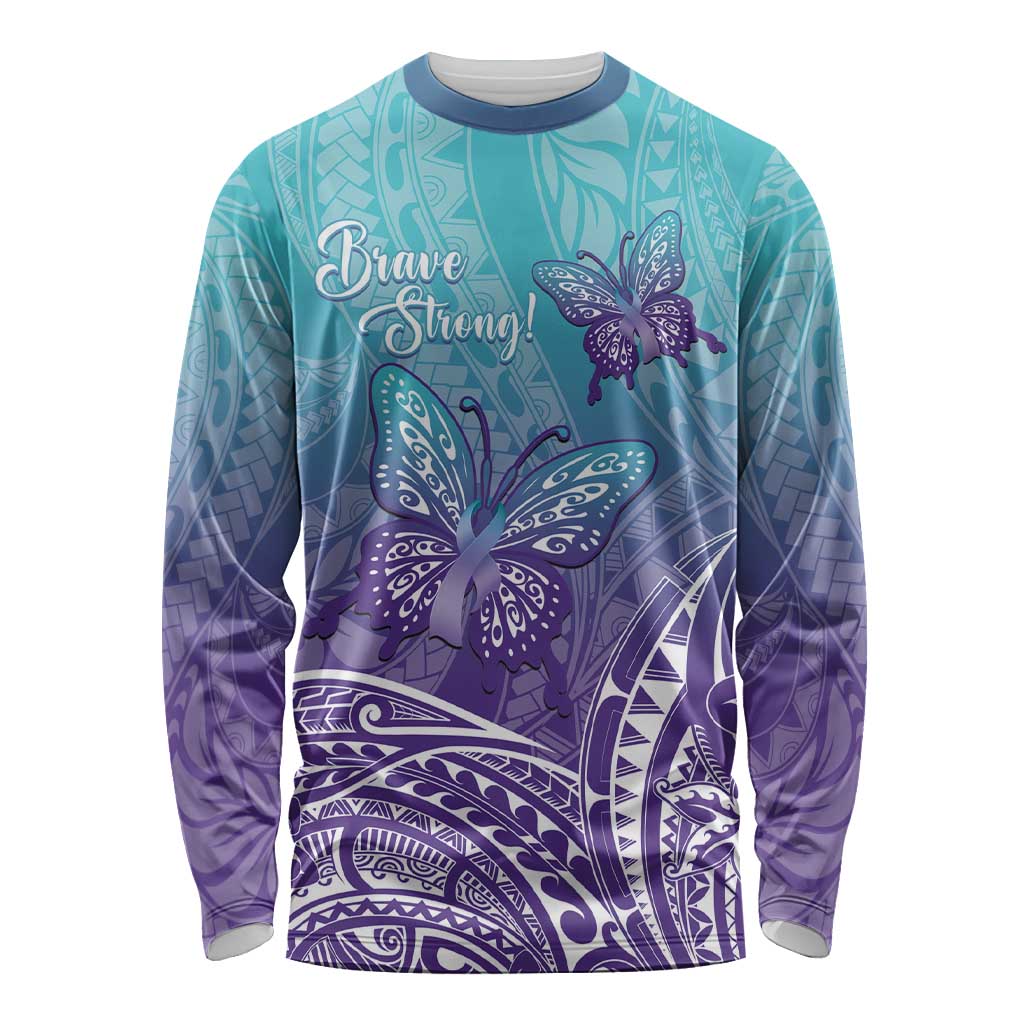 Polynesia Suicide Prevention Month Long Sleeve Shirt Butterfly Purple And Teal Ribbon Tomorrow Needs You LT14 Unisex Teal - Polynesian Pride
