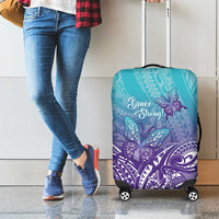 Polynesia Suicide Prevention Month Luggage Cover Butterfly Purple And Teal Ribbon Tomorrow Needs You