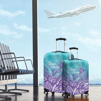 Polynesia Suicide Prevention Month Luggage Cover Butterfly Purple And Teal Ribbon Tomorrow Needs You