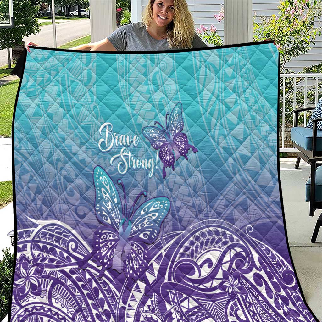 Polynesia Suicide Prevention Month Quilt Butterfly Purple And Teal Ribbon Tomorrow Needs You LT14 Teal - Polynesian Pride