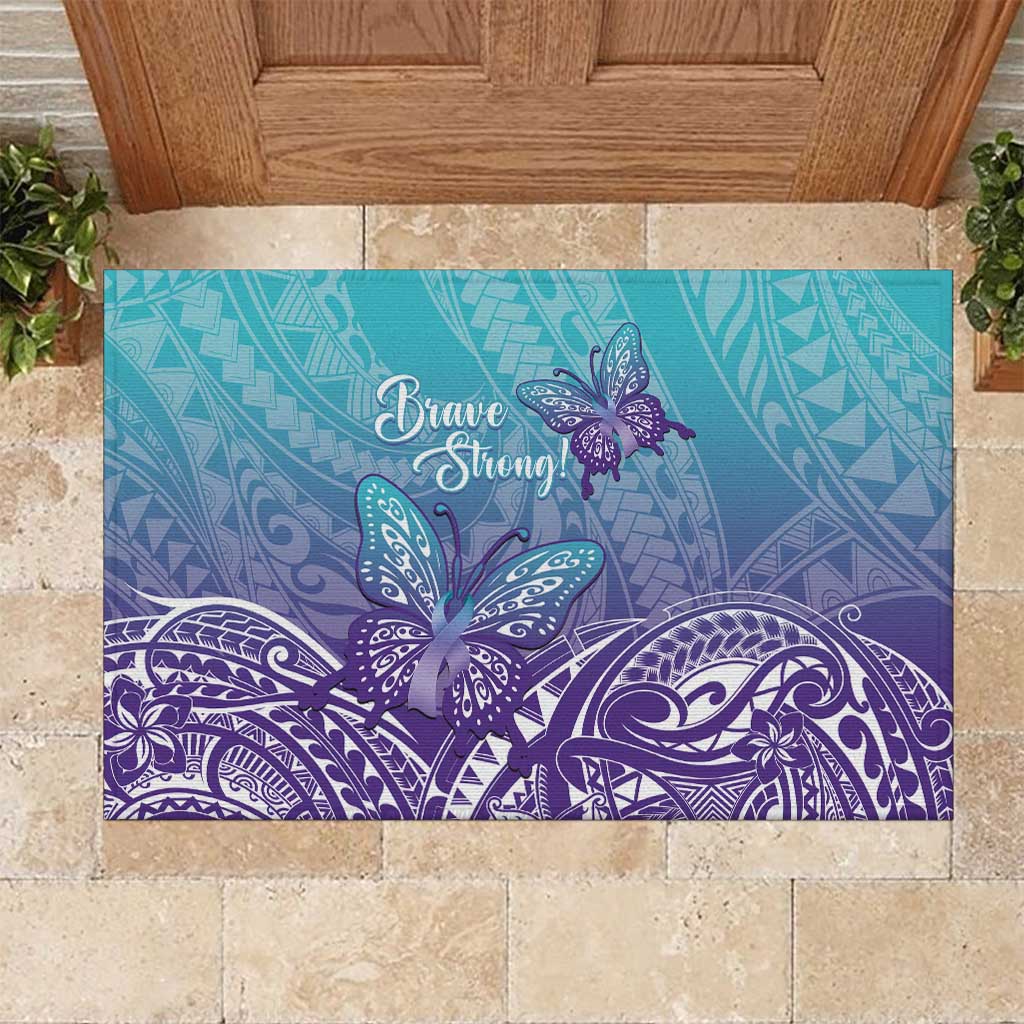 Polynesia Suicide Prevention Month Rubber Doormat Butterfly Purple And Teal Ribbon Tomorrow Needs You LT14 Teal - Polynesian Pride