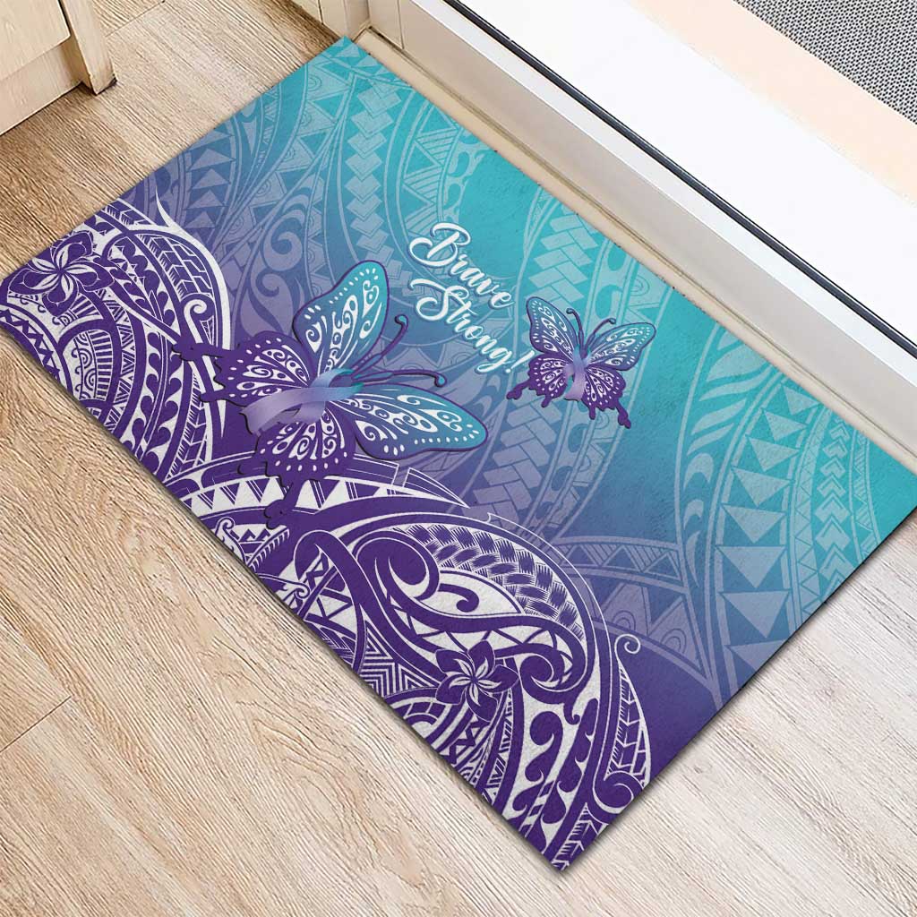 Polynesia Suicide Prevention Month Rubber Doormat Butterfly Purple And Teal Ribbon Tomorrow Needs You
