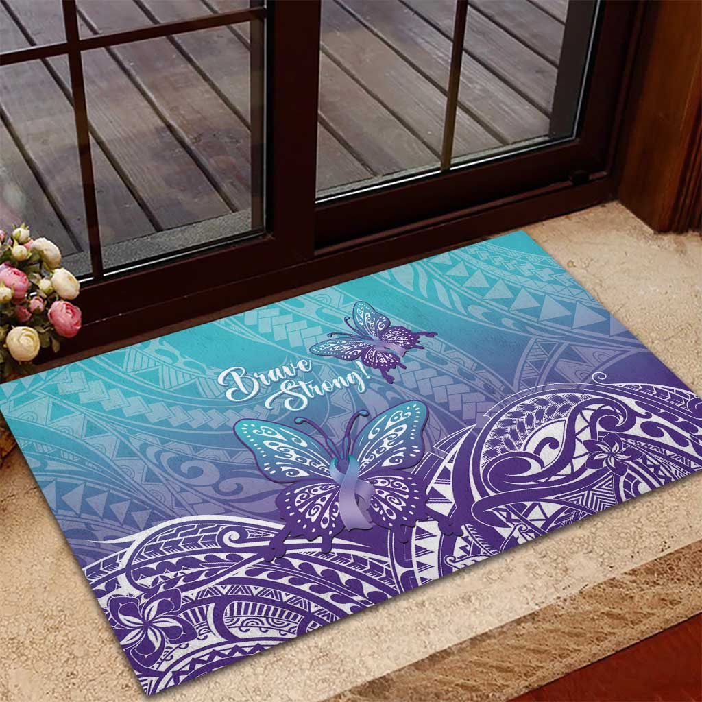 Polynesia Suicide Prevention Month Rubber Doormat Butterfly Purple And Teal Ribbon Tomorrow Needs You