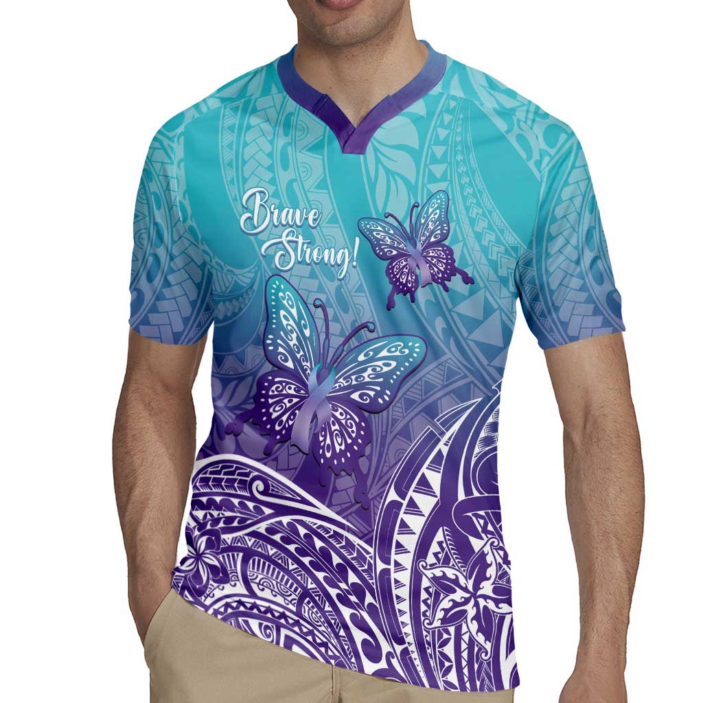 Polynesia Suicide Prevention Month Rugby Jersey Butterfly Purple And Teal Ribbon Tomorrow Needs You