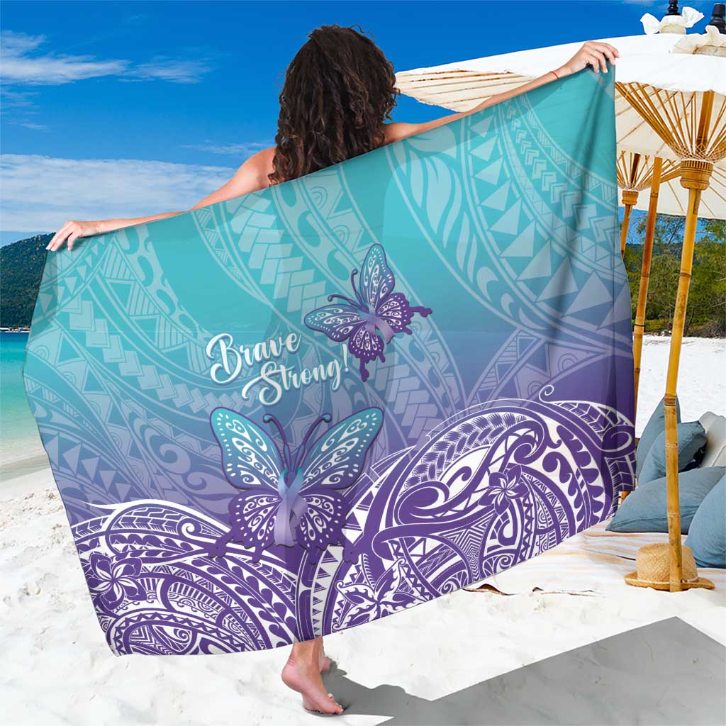 Polynesia Suicide Prevention Month Sarong Butterfly Purple And Teal Ribbon Tomorrow Needs You LT14 One Size 44 x 66 inches Teal - Polynesian Pride
