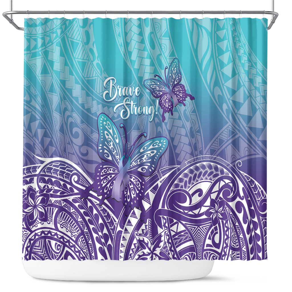 Polynesia Suicide Prevention Month Shower Curtain Butterfly Purple And Teal Ribbon Tomorrow Needs You LT14 Teal - Polynesian Pride