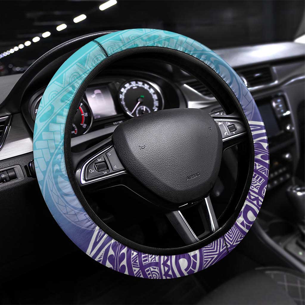 Polynesia Suicide Prevention Month Steering Wheel Cover Butterfly Purple And Teal Ribbon Tomorrow Needs You LT14 Universal Fit Teal - Polynesian Pride