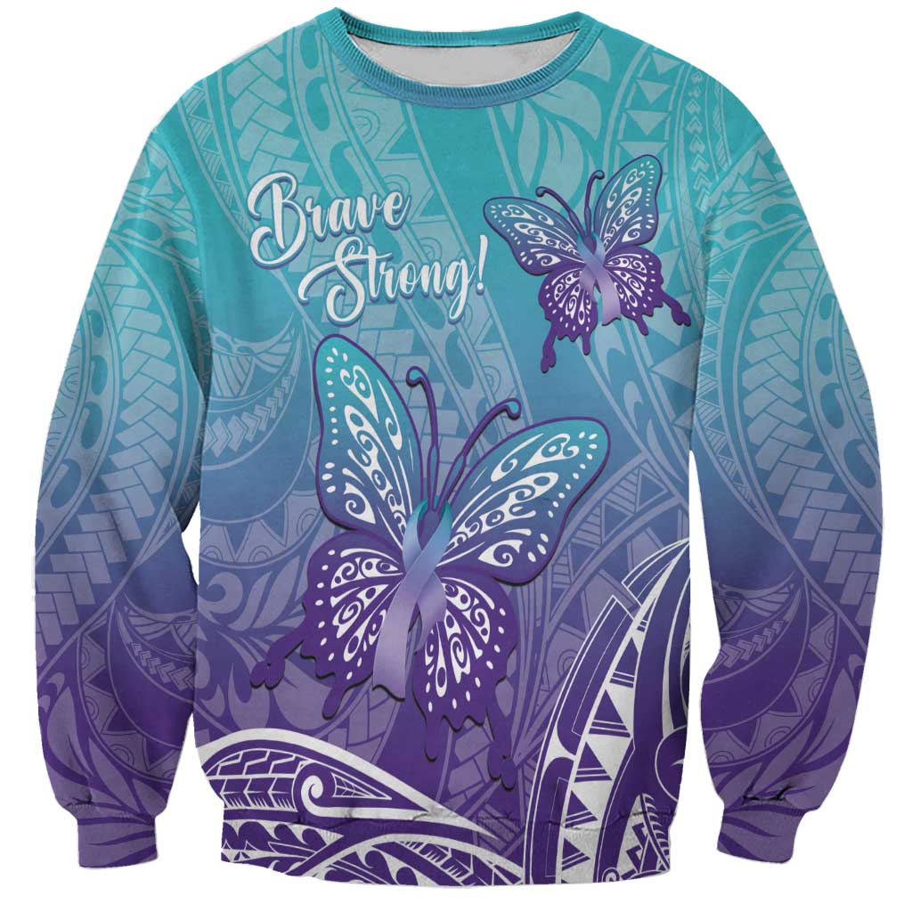 Polynesia Suicide Prevention Month Sweatshirt Butterfly Purple And Teal Ribbon Tomorrow Needs You LT14 Unisex Teal - Polynesian Pride