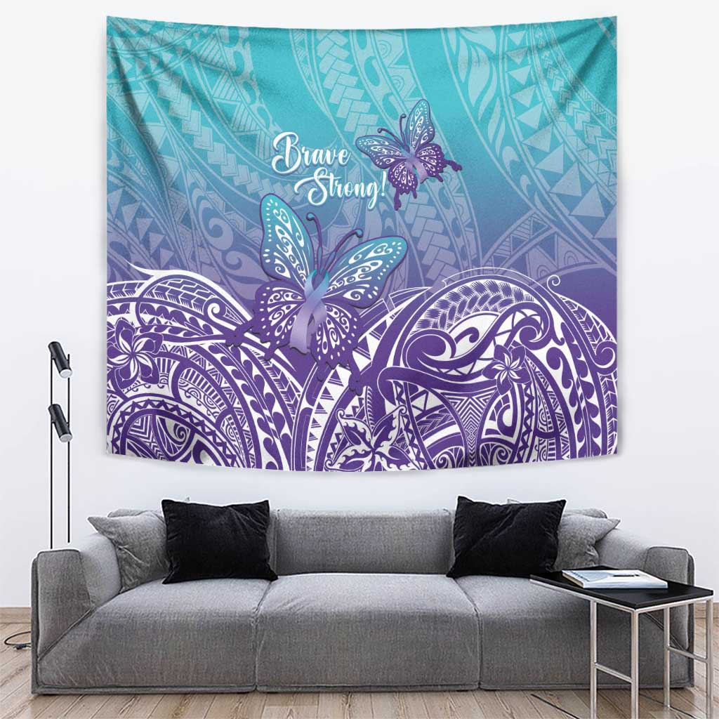 Polynesia Suicide Prevention Month Tapestry Butterfly Purple And Teal Ribbon Tomorrow Needs You LT14 Teal - Polynesian Pride