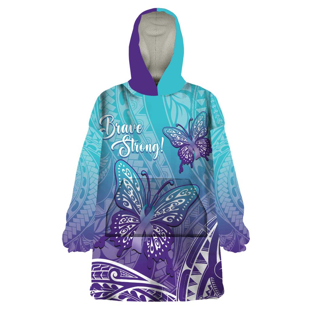 Polynesia Suicide Prevention Month Wearable Blanket Hoodie Butterfly Purple And Teal Ribbon Tomorrow Needs You LT14 One Size Teal - Polynesian Pride