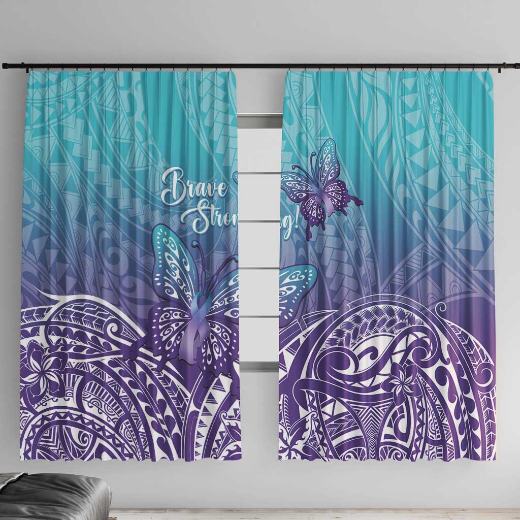 Polynesia Suicide Prevention Month Window Curtain Butterfly Purple And Teal Ribbon Tomorrow Needs You LT14 With Hooks Teal - Polynesian Pride