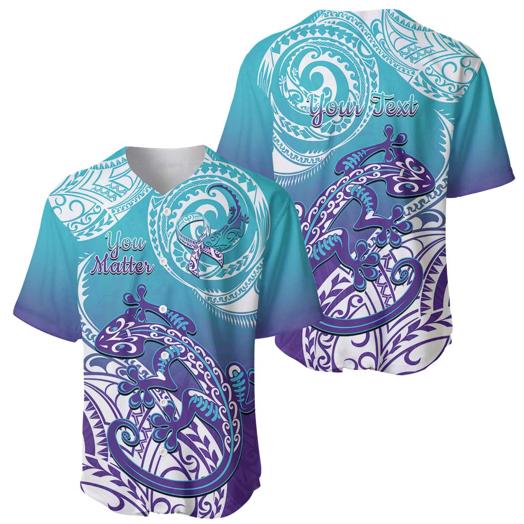 Personalised New Zealand Suicide Prevention Month Baseball Jersey You Matter NZ Fern With Maori Koru Lizard