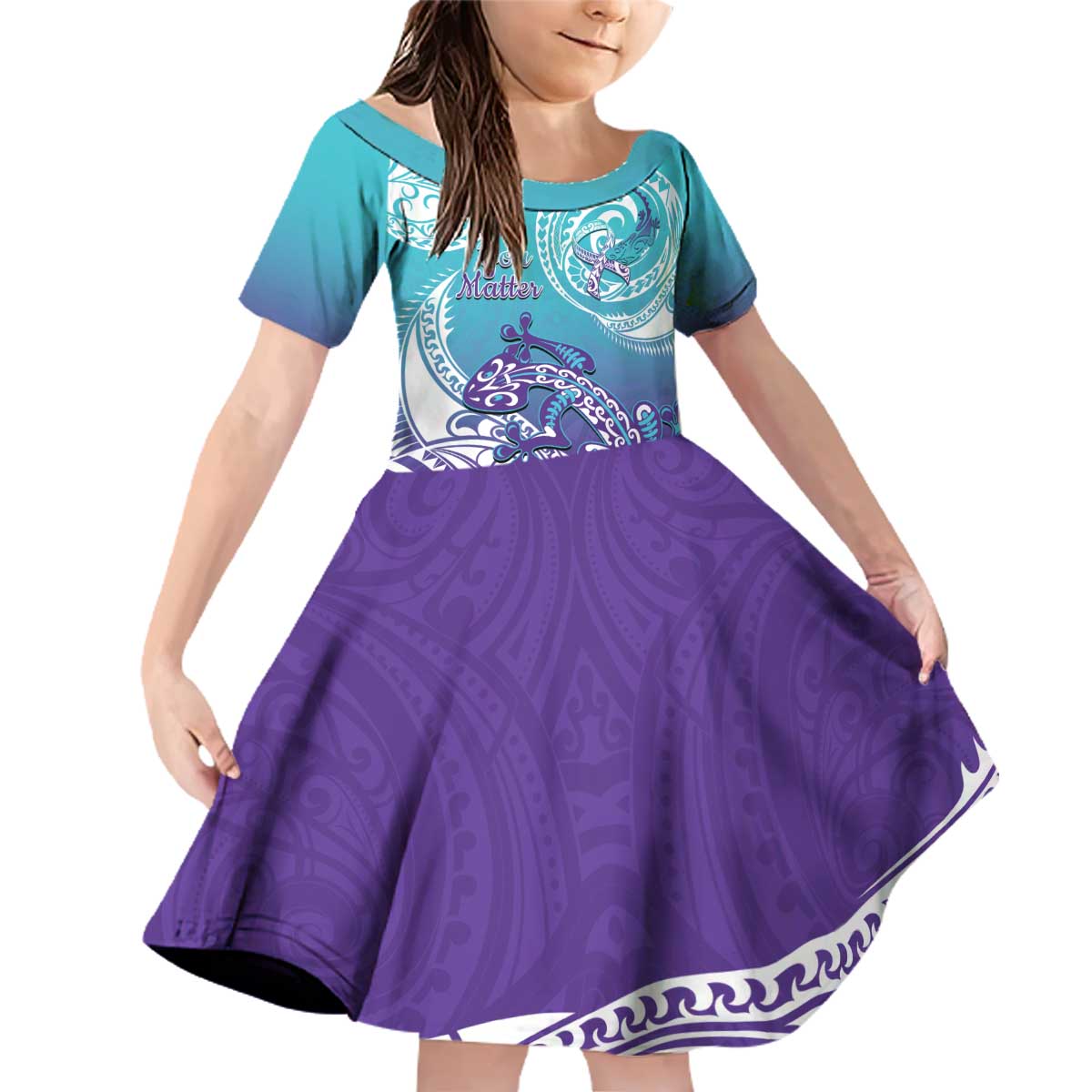 Personalised New Zealand Suicide Prevention Month Family Matching Off Shoulder Short Dress and Hawaiian Shirt You Matter NZ Fern With Maori Koru Lizard