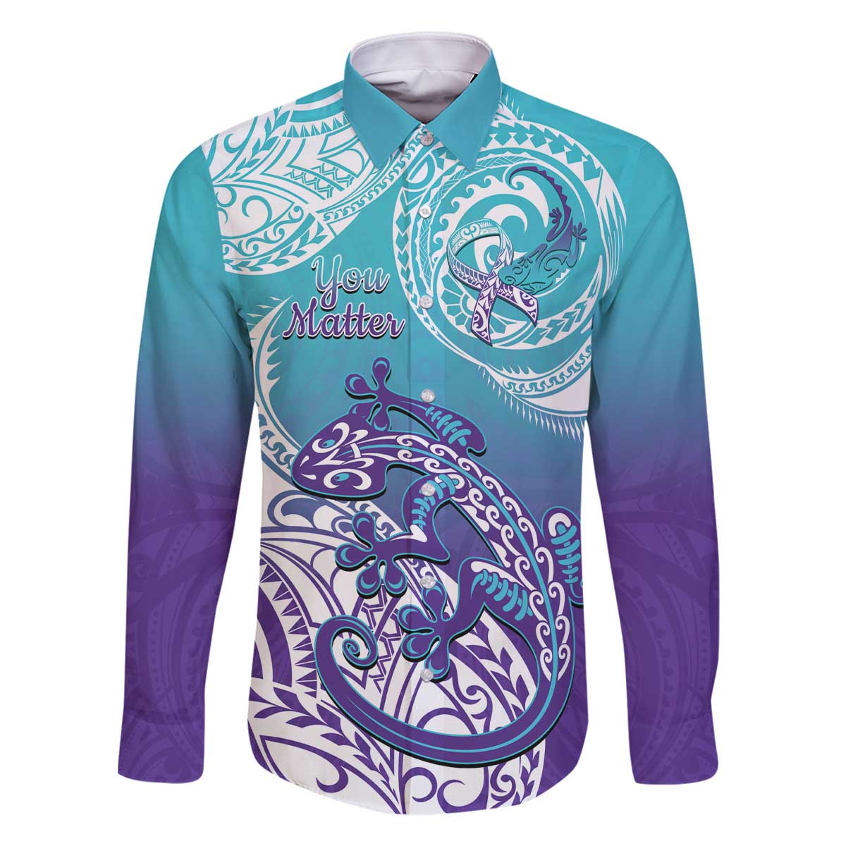 Personalised New Zealand Suicide Prevention Month Family Matching Off Shoulder Short Dress and Hawaiian Shirt You Matter NZ Fern With Maori Koru Lizard