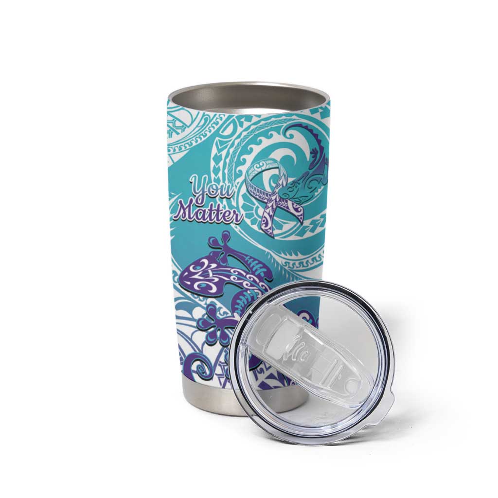 Personalised New Zealand Suicide Prevention Month Tumbler Cup You Matter NZ Fern With Maori Koru Lizard
