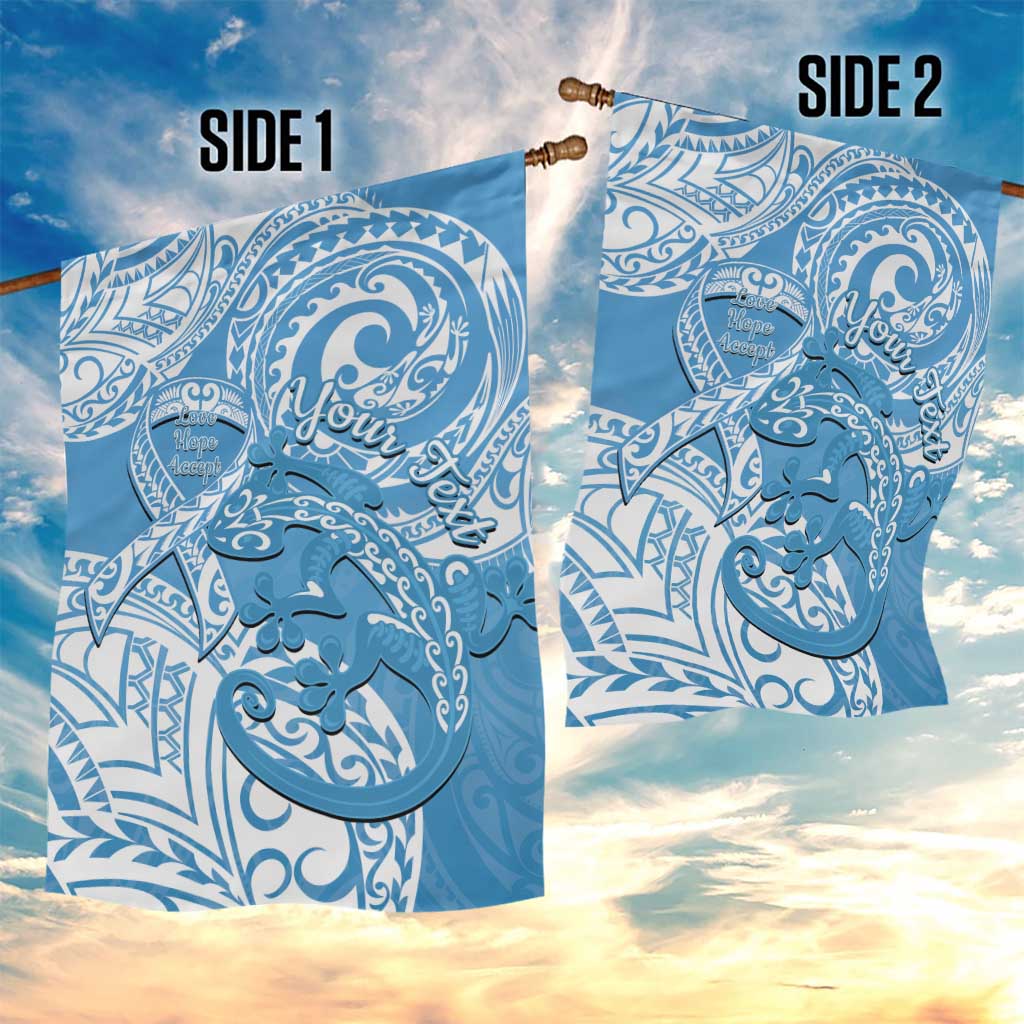 Personalised New Zealand Autism Awareness Garden Flag NZ Fern With Maori Koru Lizard