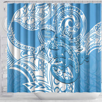 Personalised New Zealand Autism Awareness Shower Curtain NZ Fern With Maori Koru Lizard