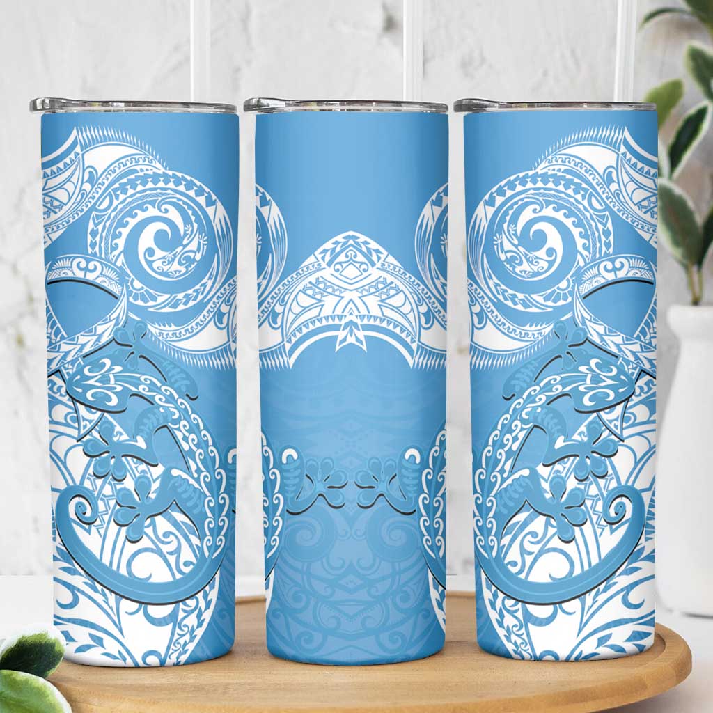 New Zealand Autism Awareness Skinny Tumbler NZ Fern With Maori Koru Lizard
