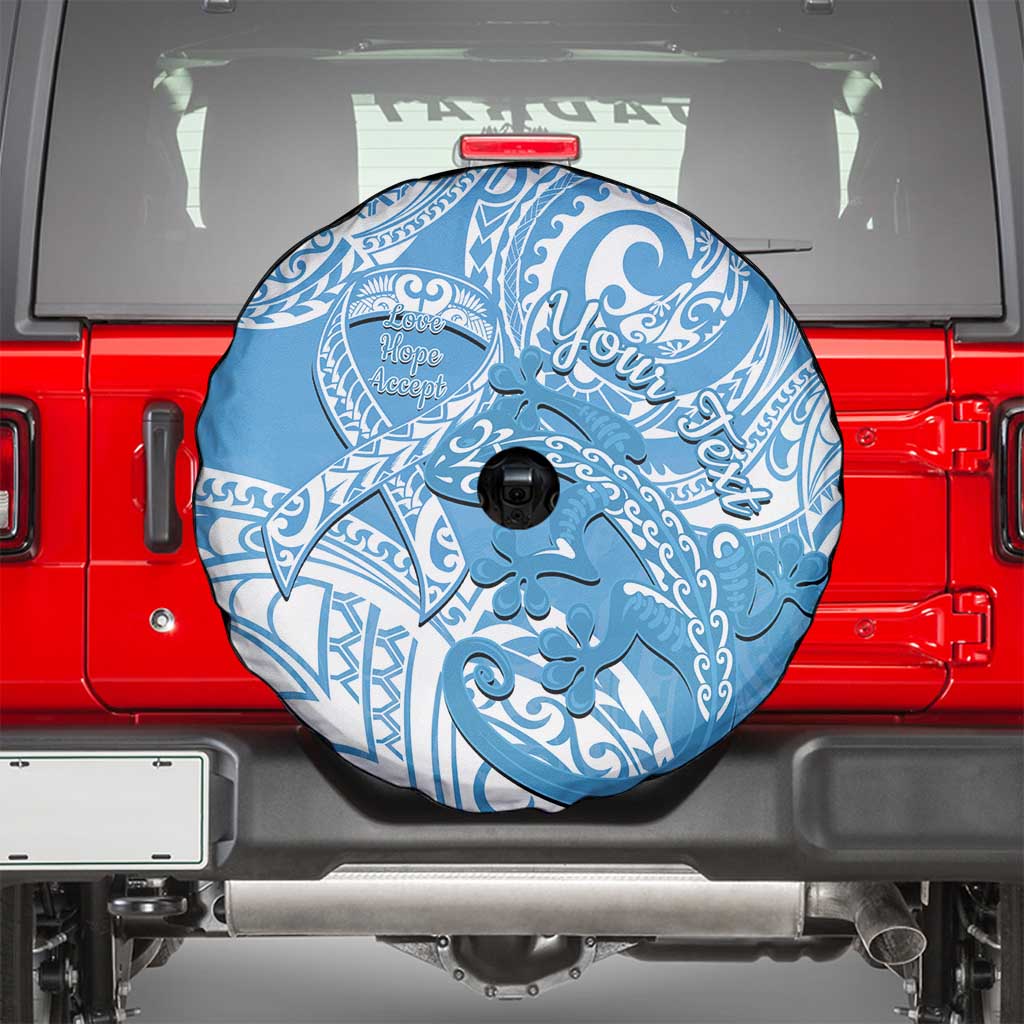 Personalised New Zealand Autism Awareness Spare Tire Cover NZ Fern With Maori Koru Lizard