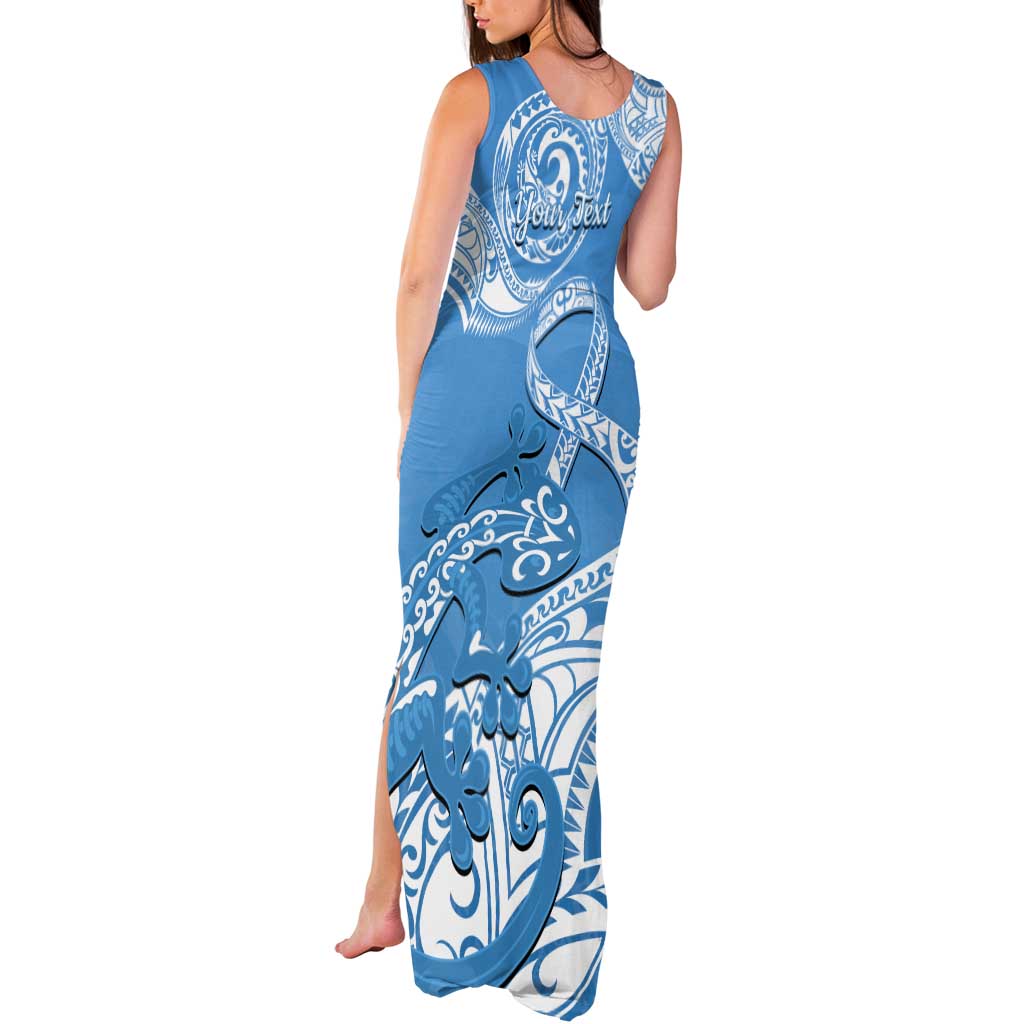 Personalised New Zealand Autism Awareness Tank Maxi Dress NZ Fern With Maori Koru Lizard