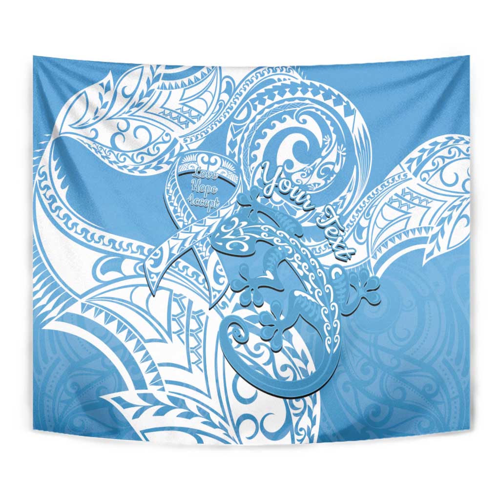 Personalised New Zealand Autism Awareness Tapestry NZ Fern With Maori Koru Lizard