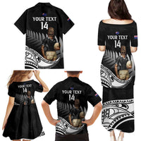 Custom New Zealand Silver Fern Rugby Family Matching Puletasi and Hawaiian Shirt 2024 Aotearoa Maori Mascot Go All Black