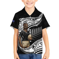 Custom New Zealand Silver Fern Rugby Family Matching Summer Maxi Dress and Hawaiian Shirt 2024 Aotearoa Maori Mascot Go All Black LT14 Son's Shirt Black - Polynesian Pride