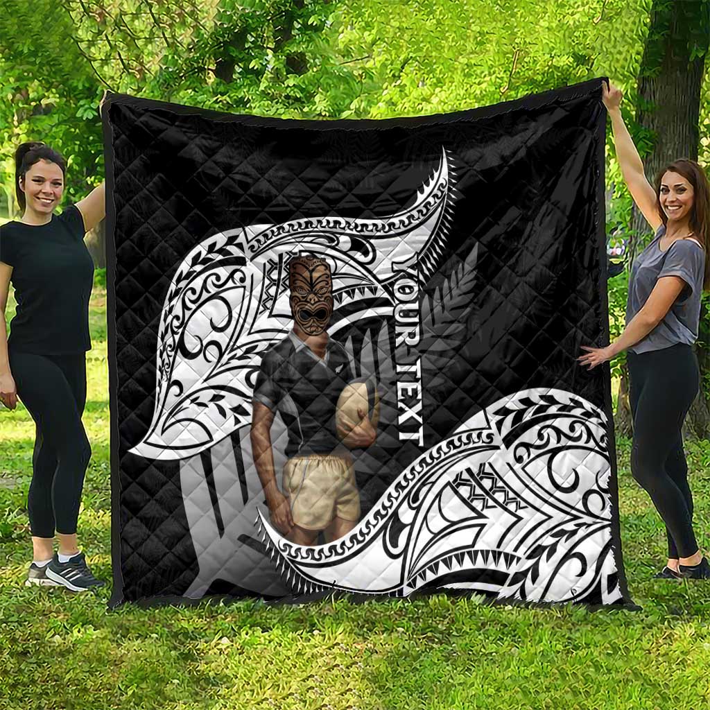 Custom New Zealand Silver Fern Rugby Quilt 2024 Aotearoa Maori Mascot Go All Black