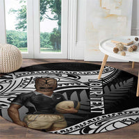Custom New Zealand Silver Fern Rugby Round Carpet 2024 Aotearoa Maori Mascot Go All Black