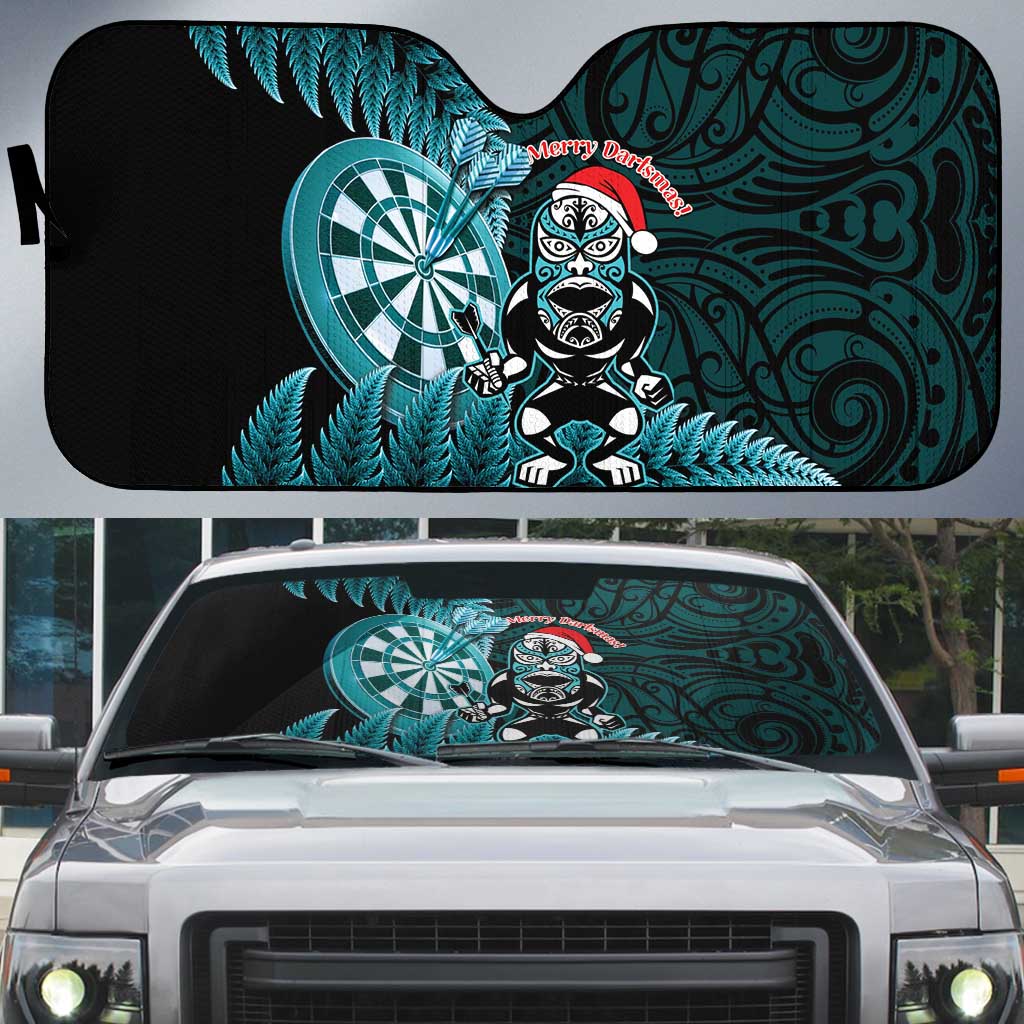 New Zealand Darts Christmas Auto Sun Shade Maori Fern Merry Dartsmas - Polynesian Pride