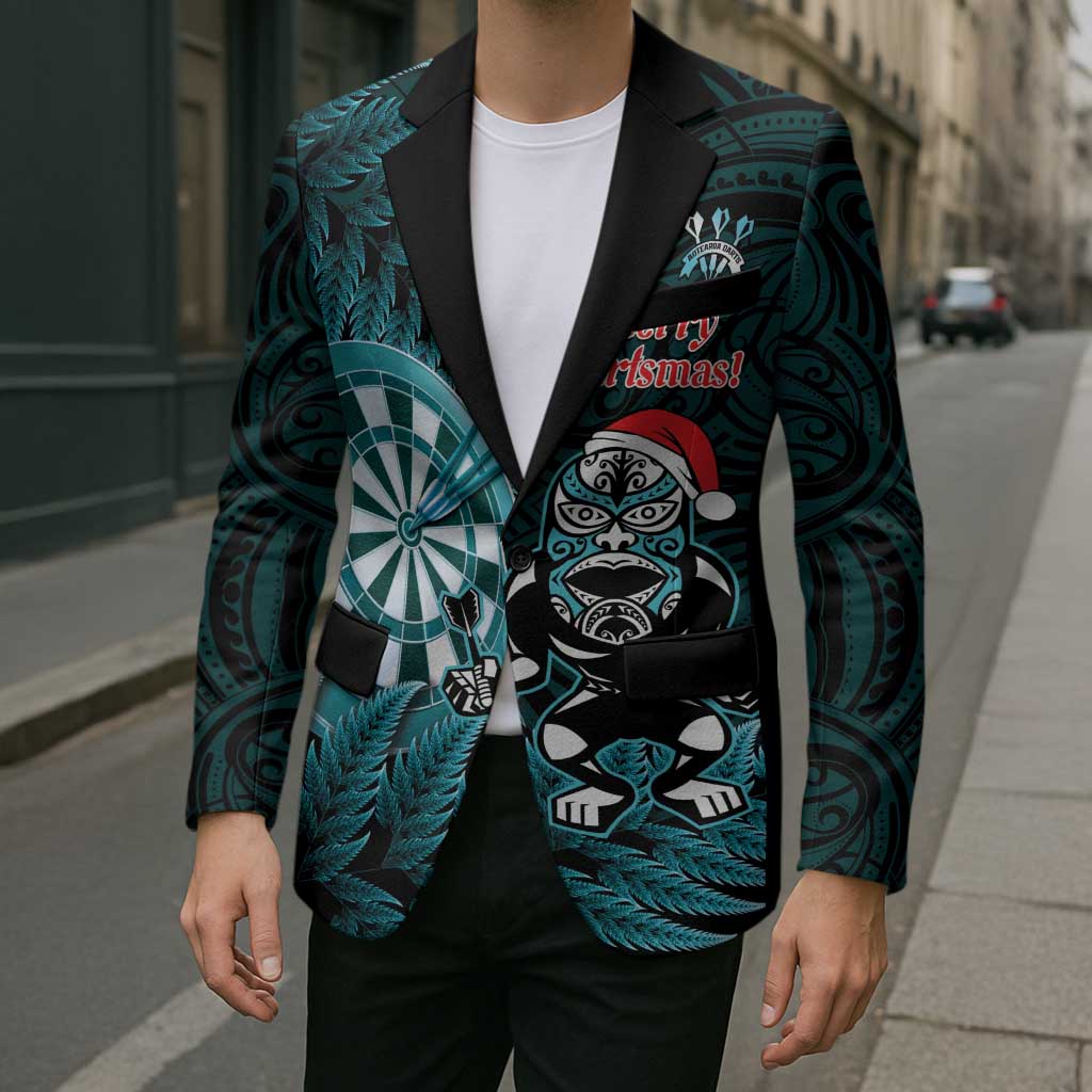 Personalised New Zealand Darts Christmas Blazer Maori Fern Merry Dartsmas - Polynesian Pride