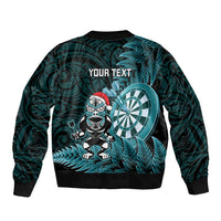 Personalised New Zealand Darts Christmas Bomber Jacket Maori Fern Merry Dartsmas - Polynesian Pride