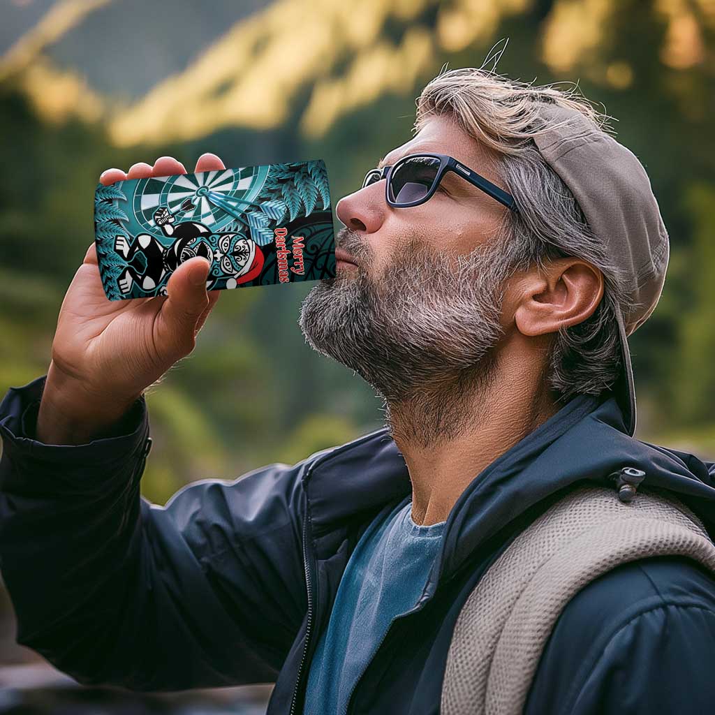 Personalised New Zealand Darts Christmas 4 in 1 Can Cooler Tumbler Maori Fern Merry Dartsmas - Polynesian Pride