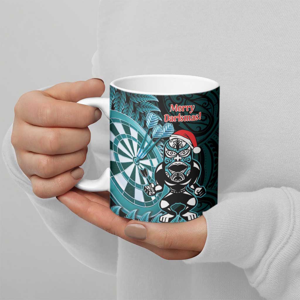 Personalised New Zealand Darts Christmas Ceramic Mug Maori Fern Merry Dartsmas - Polynesian Pride