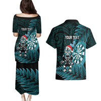 Personalised New Zealand Darts Christmas Couples Matching Puletasi and Hawaiian Shirt Maori Fern Merry Dartsmas - Polynesian Pride