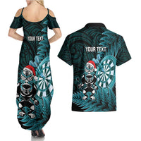 Personalised New Zealand Darts Christmas Couples Matching Summer Maxi Dress and Hawaiian Shirt Maori Fern Merry Dartsmas - Polynesian Pride