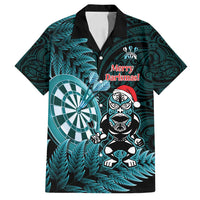 Personalised New Zealand Darts Christmas Family Matching Off Shoulder Short Dress and Hawaiian Shirt Maori Fern Merry Dartsmas - Polynesian Pride
